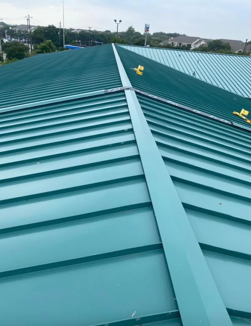 Green commercial metal roof ridge and valley for Metal Roof Repair in Bethlehem